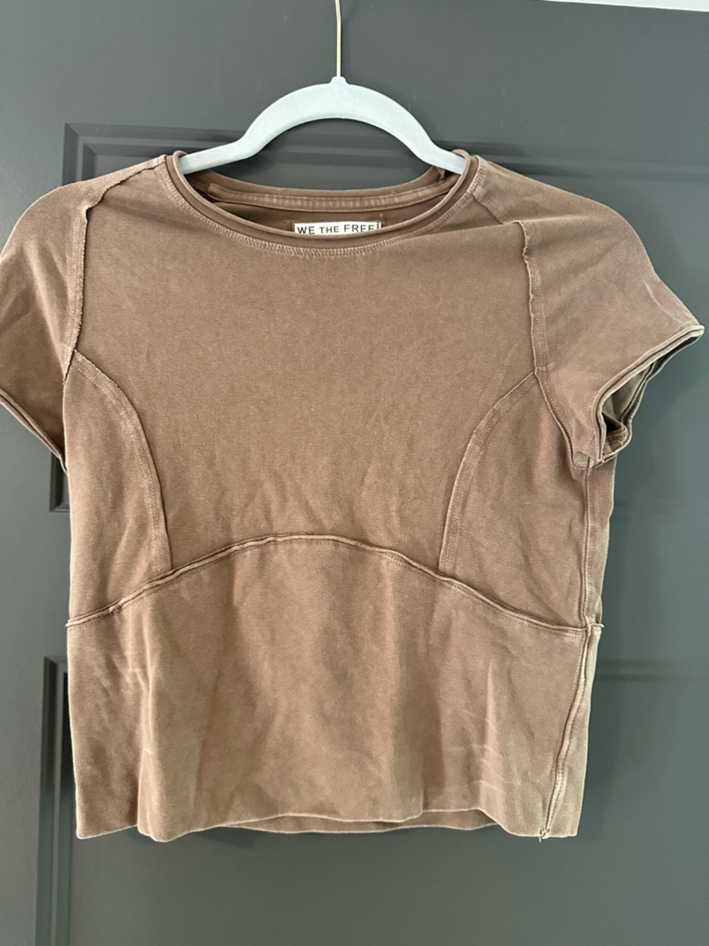 We The Free Taupe Short-Sleeve Crewneck Top